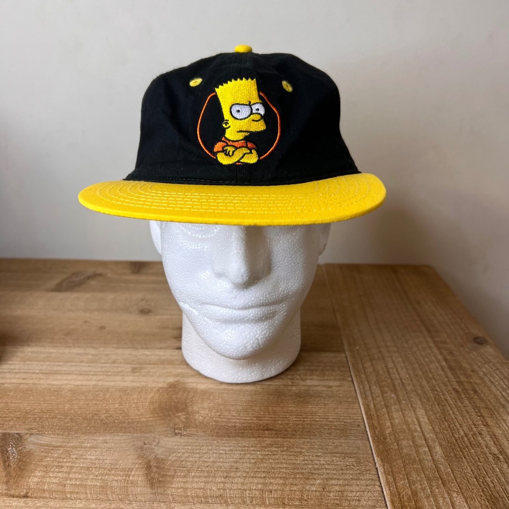 Mad Engine The Simpsons Bart Simpson Snapback Hat Black Yellow Adjustable Cap
